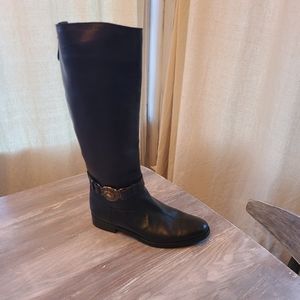 Black Burberry Leather Riding Boots